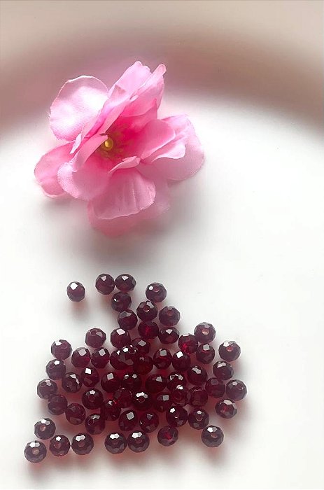 Cristal Jateado Vermelho Transparente escuro  6mm  60unidades